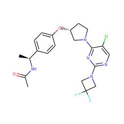 CC(=O)N[C@@H](C)c1ccc(O[C@@H]2CCN(c3nc(N4CC(F)(F)C4)ncc3Cl)C2)cc1 ZINC000261075157