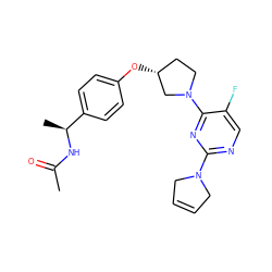 CC(=O)N[C@@H](C)c1ccc(O[C@@H]2CCN(c3nc(N4CC=CC4)ncc3F)C2)cc1 ZINC000261074637