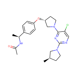 CC(=O)N[C@@H](C)c1ccc(O[C@@H]2CCN(c3nc(N4CC[C@@H](C)C4)ncc3Cl)C2)cc1 ZINC000261085367