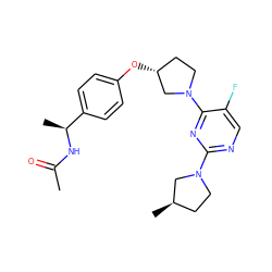 CC(=O)N[C@@H](C)c1ccc(O[C@@H]2CCN(c3nc(N4CC[C@@H](C)C4)ncc3F)C2)cc1 ZINC000261115843