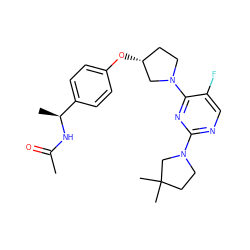 CC(=O)N[C@@H](C)c1ccc(O[C@@H]2CCN(c3nc(N4CCC(C)(C)C4)ncc3F)C2)cc1 ZINC000261084936