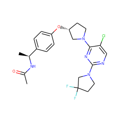 CC(=O)N[C@@H](C)c1ccc(O[C@@H]2CCN(c3nc(N4CCC(F)(F)C4)ncc3Cl)C2)cc1 ZINC000261157113