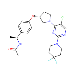 CC(=O)N[C@@H](C)c1ccc(O[C@@H]2CCN(c3nc(N4CCC(F)(F)CC4)ncc3Cl)C2)cc1 ZINC000261193291