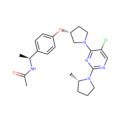 CC(=O)N[C@@H](C)c1ccc(O[C@@H]2CCN(c3nc(N4CCC[C@@H]4C)ncc3Cl)C2)cc1 ZINC000261176686