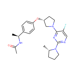 CC(=O)N[C@@H](C)c1ccc(O[C@@H]2CCN(c3nc(N4CCC[C@@H]4C)ncc3F)C2)cc1 ZINC000261179895