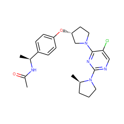 CC(=O)N[C@@H](C)c1ccc(O[C@@H]2CCN(c3nc(N4CCC[C@H]4C)ncc3Cl)C2)cc1 ZINC000261176684