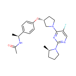 CC(=O)N[C@@H](C)c1ccc(O[C@@H]2CCN(c3nc(N4CCC[C@H]4C)ncc3F)C2)cc1 ZINC000261179892