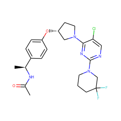 CC(=O)N[C@@H](C)c1ccc(O[C@@H]2CCN(c3nc(N4CCCC(F)(F)C4)ncc3Cl)C2)cc1 ZINC000261098833