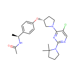 CC(=O)N[C@@H](C)c1ccc(O[C@@H]2CCN(c3nc(N4CCCC4(C)C)ncc3Cl)C2)cc1 ZINC000261077347