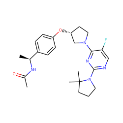 CC(=O)N[C@@H](C)c1ccc(O[C@@H]2CCN(c3nc(N4CCCC4(C)C)ncc3F)C2)cc1 ZINC000261166890