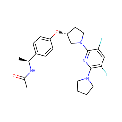 CC(=O)N[C@@H](C)c1ccc(O[C@@H]2CCN(c3nc(N4CCCC4)c(F)cc3F)C2)cc1 ZINC000169709877