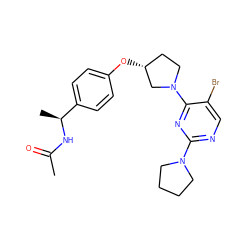 CC(=O)N[C@@H](C)c1ccc(O[C@@H]2CCN(c3nc(N4CCCC4)ncc3Br)C2)cc1 ZINC000261136272