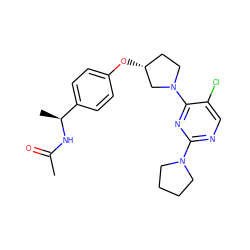 CC(=O)N[C@@H](C)c1ccc(O[C@@H]2CCN(c3nc(N4CCCC4)ncc3Cl)C2)cc1 ZINC000261186670