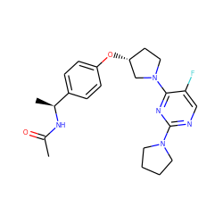 CC(=O)N[C@@H](C)c1ccc(O[C@@H]2CCN(c3nc(N4CCCC4)ncc3F)C2)cc1 ZINC000261148269