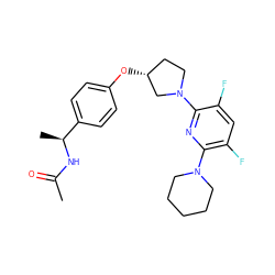 CC(=O)N[C@@H](C)c1ccc(O[C@@H]2CCN(c3nc(N4CCCCC4)c(F)cc3F)C2)cc1 ZINC000169709875