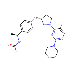 CC(=O)N[C@@H](C)c1ccc(O[C@@H]2CCN(c3nc(N4CCCCC4)ncc3Cl)C2)cc1 ZINC000261098840