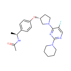 CC(=O)N[C@@H](C)c1ccc(O[C@@H]2CCN(c3nc(N4CCCCC4)ncc3F)C2)cc1 ZINC000261098286