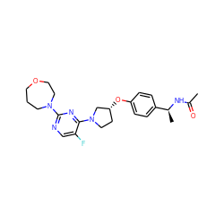 CC(=O)N[C@@H](C)c1ccc(O[C@@H]2CCN(c3nc(N4CCCOCC4)ncc3F)C2)cc1 ZINC000261128104