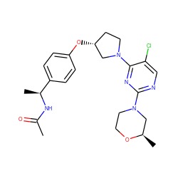 CC(=O)N[C@@H](C)c1ccc(O[C@@H]2CCN(c3nc(N4CCO[C@H](C)C4)ncc3Cl)C2)cc1 ZINC000261191026