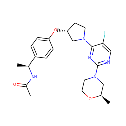 CC(=O)N[C@@H](C)c1ccc(O[C@@H]2CCN(c3nc(N4CCO[C@H](C)C4)ncc3F)C2)cc1 ZINC000261137762