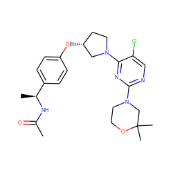 CC(=O)N[C@@H](C)c1ccc(O[C@@H]2CCN(c3nc(N4CCOC(C)(C)C4)ncc3Cl)C2)cc1 ZINC000261092618