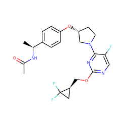 CC(=O)N[C@@H](C)c1ccc(O[C@@H]2CCN(c3nc(OC[C@H]4CC4(F)F)ncc3F)C2)cc1 ZINC000261162351