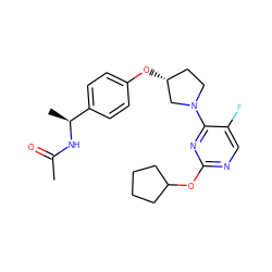 CC(=O)N[C@@H](C)c1ccc(O[C@@H]2CCN(c3nc(OC4CCCC4)ncc3F)C2)cc1 ZINC000261189876