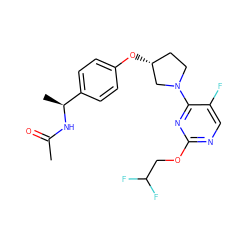 CC(=O)N[C@@H](C)c1ccc(O[C@@H]2CCN(c3nc(OCC(F)F)ncc3F)C2)cc1 ZINC000261086601