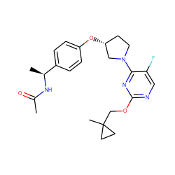 CC(=O)N[C@@H](C)c1ccc(O[C@@H]2CCN(c3nc(OCC4(C)CC4)ncc3F)C2)cc1 ZINC000261144480