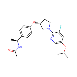 CC(=O)N[C@@H](C)c1ccc(O[C@@H]2CCN(c3ncc(OC(C)C)cc3F)C2)cc1 ZINC000169709191