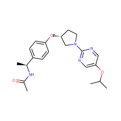 CC(=O)N[C@@H](C)c1ccc(O[C@@H]2CCN(c3ncc(OC(C)C)cn3)C2)cc1 ZINC000261150078