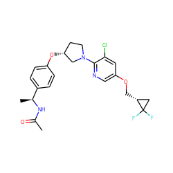 CC(=O)N[C@@H](C)c1ccc(O[C@@H]2CCN(c3ncc(OC[C@@H]4CC4(F)F)cc3Cl)C2)cc1 ZINC000169709296