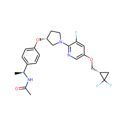 CC(=O)N[C@@H](C)c1ccc(O[C@@H]2CCN(c3ncc(OC[C@@H]4CC4(F)F)cc3F)C2)cc1 ZINC000169709195