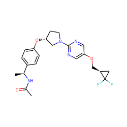 CC(=O)N[C@@H](C)c1ccc(O[C@@H]2CCN(c3ncc(OC[C@H]4CC4(F)F)cn3)C2)cc1 ZINC000221187396