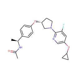 CC(=O)N[C@@H](C)c1ccc(O[C@@H]2CCN(c3ncc(OC4CC4)cc3F)C2)cc1 ZINC000169709276