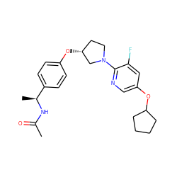 CC(=O)N[C@@H](C)c1ccc(O[C@@H]2CCN(c3ncc(OC4CCCC4)cc3F)C2)cc1 ZINC000169709215