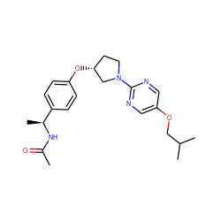 CC(=O)N[C@@H](C)c1ccc(O[C@@H]2CCN(c3ncc(OCC(C)C)cn3)C2)cc1 ZINC000261098387