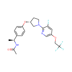 CC(=O)N[C@@H](C)c1ccc(O[C@@H]2CCN(c3ncc(OCC(F)(F)F)cc3F)C2)cc1 ZINC000169709217