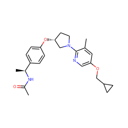 CC(=O)N[C@@H](C)c1ccc(O[C@@H]2CCN(c3ncc(OCC4CC4)cc3C)C2)cc1 ZINC000169709231