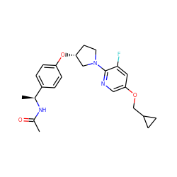 CC(=O)N[C@@H](C)c1ccc(O[C@@H]2CCN(c3ncc(OCC4CC4)cc3F)C2)cc1 ZINC000169709154