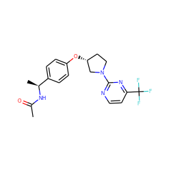 CC(=O)N[C@@H](C)c1ccc(O[C@@H]2CCN(c3nccc(C(F)(F)F)n3)C2)cc1 ZINC000261148386