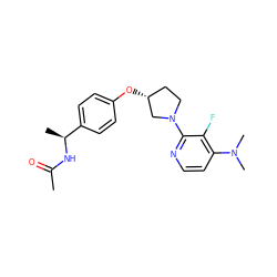 CC(=O)N[C@@H](C)c1ccc(O[C@@H]2CCN(c3nccc(N(C)C)c3F)C2)cc1 ZINC000169709333