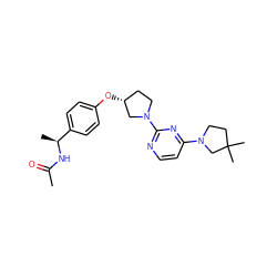 CC(=O)N[C@@H](C)c1ccc(O[C@@H]2CCN(c3nccc(N4CCC(C)(C)C4)n3)C2)cc1 ZINC000261136639