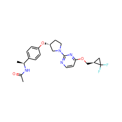 CC(=O)N[C@@H](C)c1ccc(O[C@@H]2CCN(c3nccc(OC[C@H]4CC4(F)F)n3)C2)cc1 ZINC000261133975