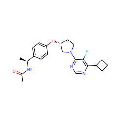 CC(=O)N[C@@H](C)c1ccc(O[C@@H]2CCN(c3ncnc(C4CCC4)c3F)C2)cc1 ZINC000261096411