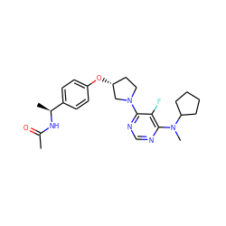 CC(=O)N[C@@H](C)c1ccc(O[C@@H]2CCN(c3ncnc(N(C)C4CCCC4)c3F)C2)cc1 ZINC000261186356