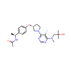 CC(=O)N[C@@H](C)c1ccc(O[C@@H]2CCN(c3ncnc(N(C)CC(C)(C)O)c3F)C2)cc1 ZINC000261191117