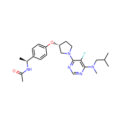 CC(=O)N[C@@H](C)c1ccc(O[C@@H]2CCN(c3ncnc(N(C)CC(C)C)c3F)C2)cc1 ZINC000261139429