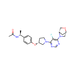 CC(=O)N[C@@H](C)c1ccc(O[C@@H]2CCN(c3ncnc(N4C[C@@H]5C[C@H]4CO5)c3F)C2)cc1 ZINC000261153289