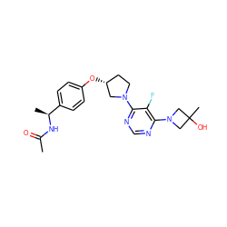 CC(=O)N[C@@H](C)c1ccc(O[C@@H]2CCN(c3ncnc(N4CC(C)(O)C4)c3F)C2)cc1 ZINC000261087068